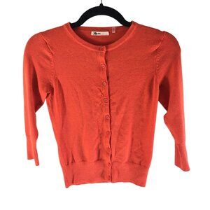 M Mak Womens Cardigan Sweater Button Front Orange Soft S